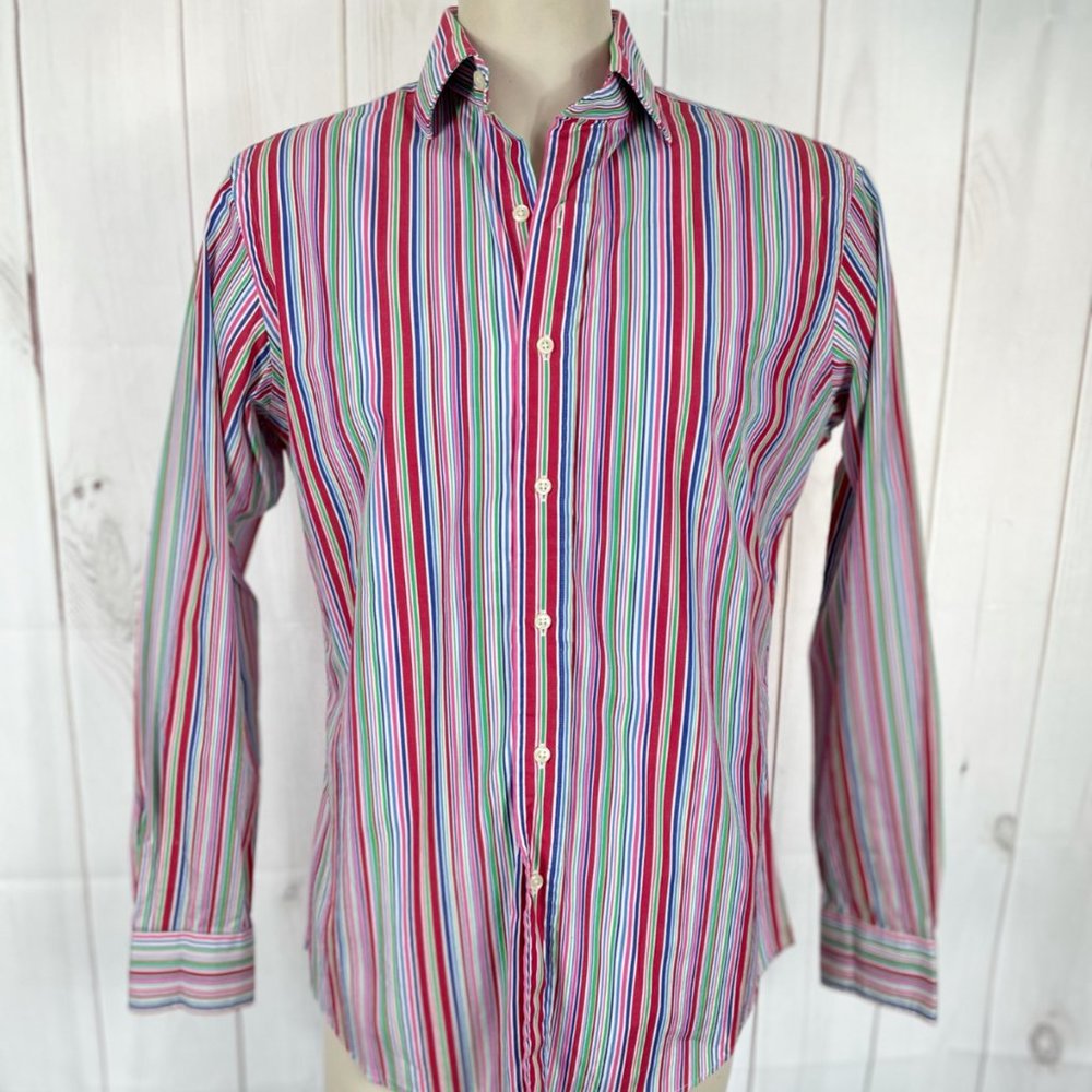 Polo Ralph Lauren Multi-Color Striped Regent Long Sleeve Button Up Shirt - M
